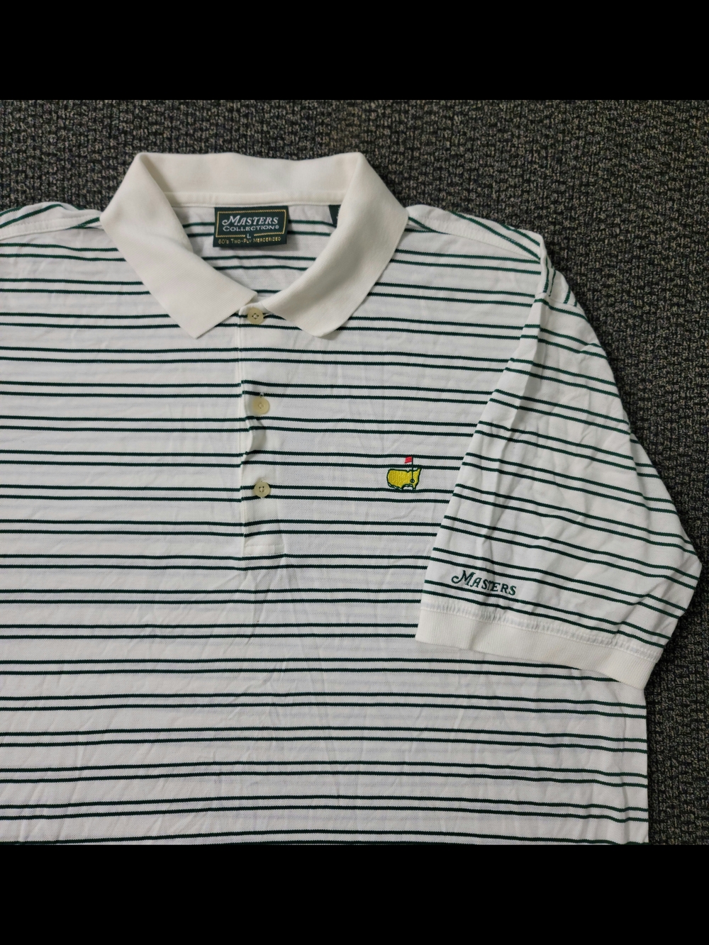 Masters Collection Two-Ply Mercerized Cotton White & Green Stripe Men's Large